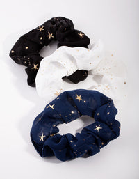 Fabric Star Detail Pack Scrunchies - link has visual effect only