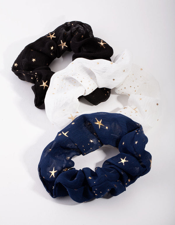 Fabric Star Detail Pack Scrunchies