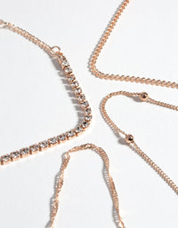 Rose Gold Diamante Twist Bracelet & Anklet 4-Pack Set - link has visual effect only