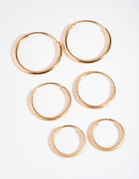 Gold Plated Sterling Silver Station Hoop Pack Earring - link has visual effect only