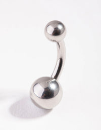 Surgical Steel Rhodium Grad Ball Mini Belly Ring - link has visual effect only