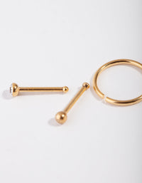 Gold Ball & Diamante Nose Ring & Stud Pack - link has visual effect only