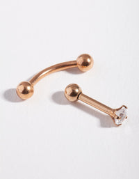 Rose Gold Ball & Cubic Zirconia Barbell Pack - link has visual effect only