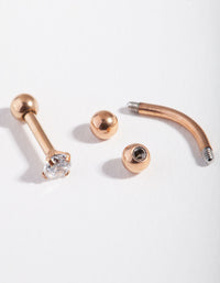 Rose Gold Ball & Cubic Zirconia Barbell Pack - link has visual effect only