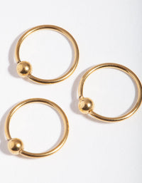 Surgical Steel Gold Ball Upper Hoop Earring Pack - link has visual effect only