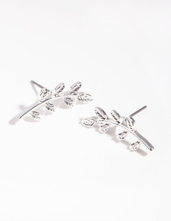 Silver Mini Leaf Stud Earrings