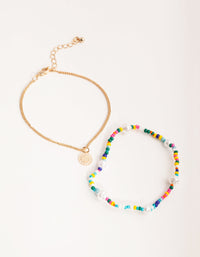 Gold Rainbow Bead Bracelet Pack - link has visual effect only
