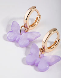 Gold Acrylic Butterfly Hoop Earrings - link has visual effect only