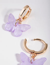 Gold Acrylic Butterfly Hoop Earrings - link has visual effect only
