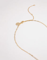 Gold Plated Half Pearl Necklace - link has visual effect only