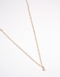 Gold Plated Half Pearl Necklace - link has visual effect only