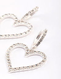 Silver Diamond Heart Huggie Earrings - link has visual effect only