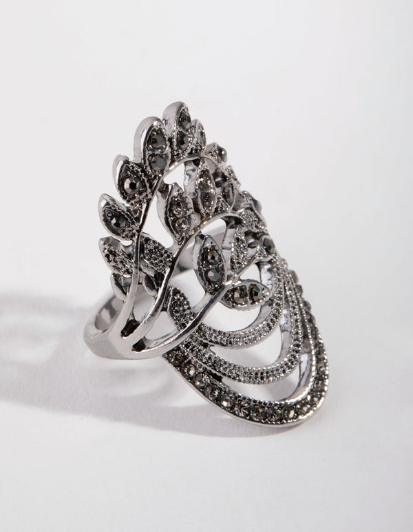 Antique Silver Layered Leafy Ring