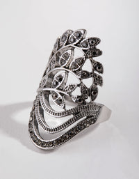 Antique Silver Layered Leafy Ring - link has visual effect only