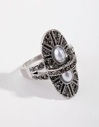 Antique Silver Pearly Dome Ring - link has visual effect only