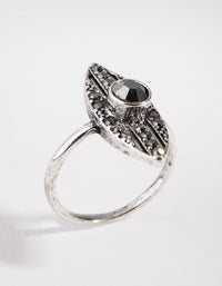 Antique Silver Jet Dome Ring - link has visual effect only