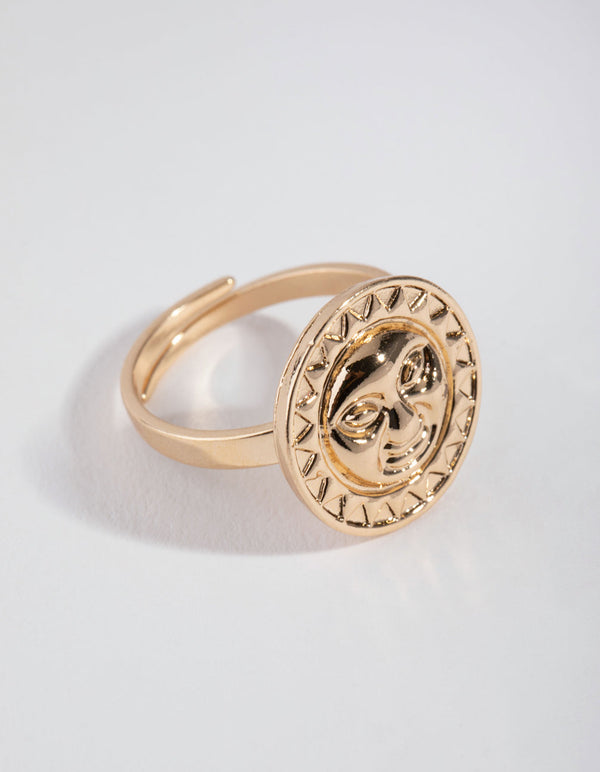 Gold Sunface Ring