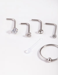 Silver Mixed Diamante Nose Stud 6-Pack - link has visual effect only