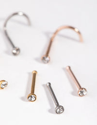 Mixed Metals Diamante Nose Stud 6-Pack - link has visual effect only