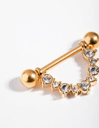 Gold Surgical Steel Curve Nipple Bar - link has visual effect only