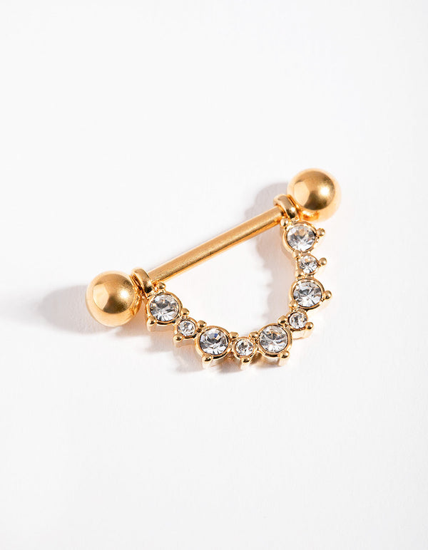 Gold Surgical Steel Curve Nipple Bar