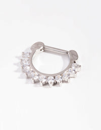 Rhodium Surgical Steel Cubic Zirconia Septum - link has visual effect only