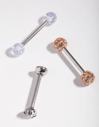 Surgical Steel Opal Diamante Tongue Ring Pack - link has visual effect only