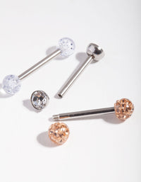 Surgical Steel Opal Diamante Tongue Ring Pack - link has visual effect only