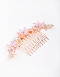 Rose Gold Simple Diamante Flower Comb - link has visual effect only