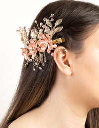 Gold Coated Flower & Diamante Comb - link has visual effect only