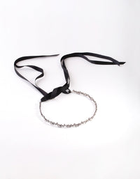 Matte Black Diamante Flower Tie Halo Headband - link has visual effect only