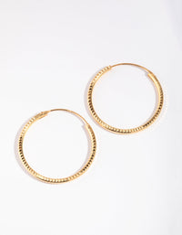 Gold Plated Sterling Silver 30mm Diamond Cut Hoop Earrings - link has visual effect only