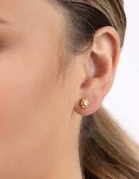 Gold Plated Sterling Silver Boho Sun Stud Earrings - link has visual effect only