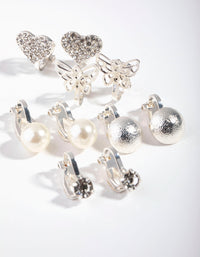 Silver Butterfly Diamante Clip Five-Pack - link has visual effect only