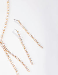 Gold Cubic Zirconia Cupchain Y-Neck Earrings & Necklace - link has visual effect only
