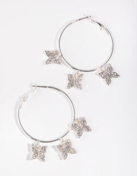 Silver Diamante Butterfly Hoop Earrings - link has visual effect only