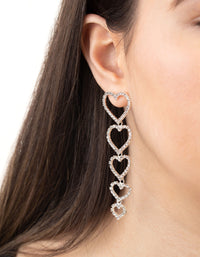 Silver Graduating Heart Drop Earrings - link has visual effect only