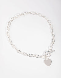 Silver Heart Charm Chain T&O Necklace - link has visual effect only