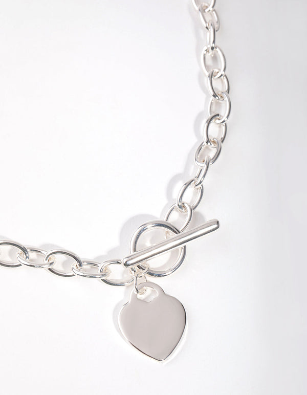 Silver Heart Charm Chain T&O Necklace