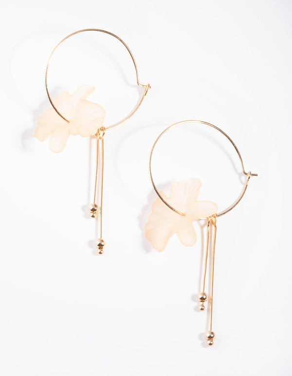 Gold Acrylic Flower Hoop Earrings