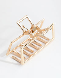 Gold Metal Rectangle Outline Claw Clip - link has visual effect only