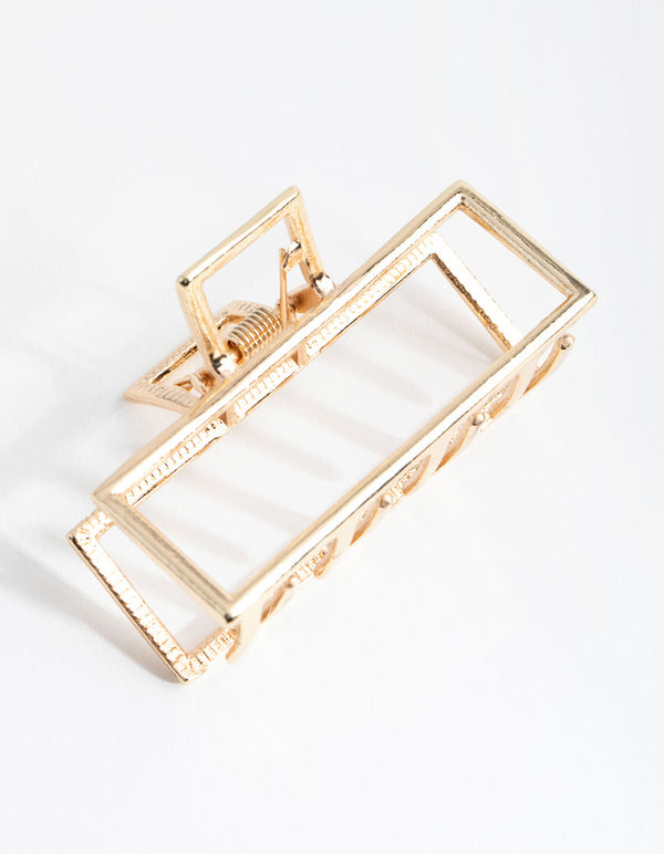 Gold Metal Rectangle Outline Claw Clip