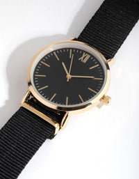 Gold Simple Fabric Strap Watch - link has visual effect only