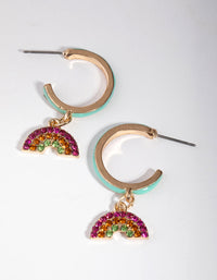 Gold Enamel Diamante Rainbow Hoop Earrings - link has visual effect only