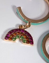 Gold Enamel Diamante Rainbow Hoop Earrings - link has visual effect only