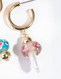 Gold Pearly Mushroom Hoop Earrings - link has visual effect only