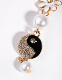 Gold Asymmetric Yin & Yang Daisy Earrings - link has visual effect only
