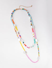 Gold Bead & Pearl 2-Row Necklace - link has visual effect only