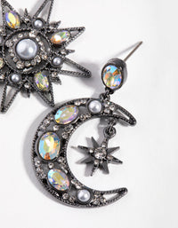 Gunmetal Mini Star & Moon Earrings - link has visual effect only