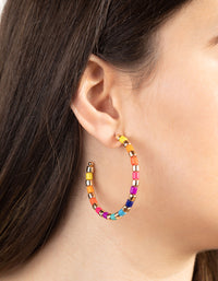 Gold Bright Bead Hoop Earrings - link has visual effect only